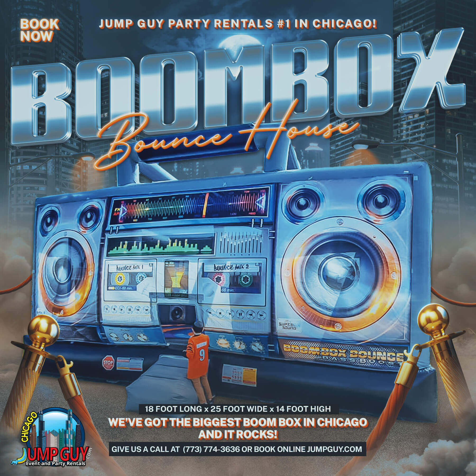 Boombox bounce house largest inflatable rental in Chicago by Jump Guy Party Rentals