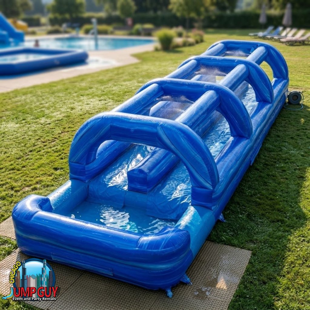 37ft Long Lane Slip n Slide w Splash Pool rental for Lake Bluff IL events in ZIP code 60044.