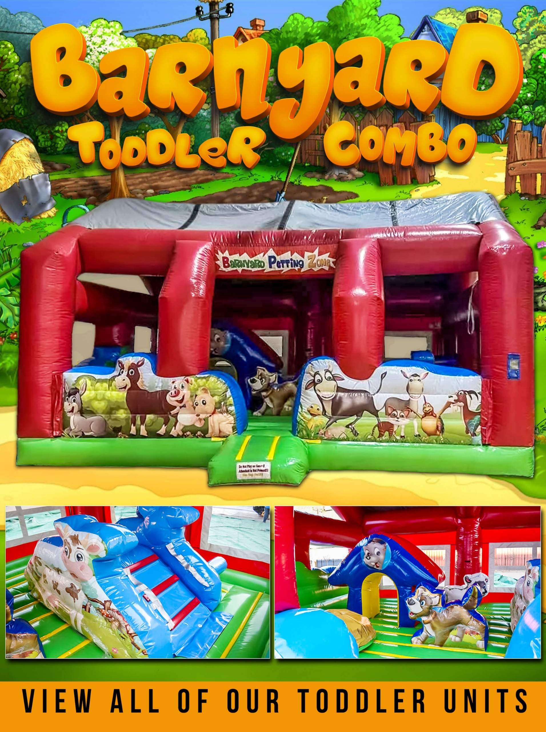 Barnyard toddler bounce house detail rental for Lake Bluff IL events in ZIP code 60044