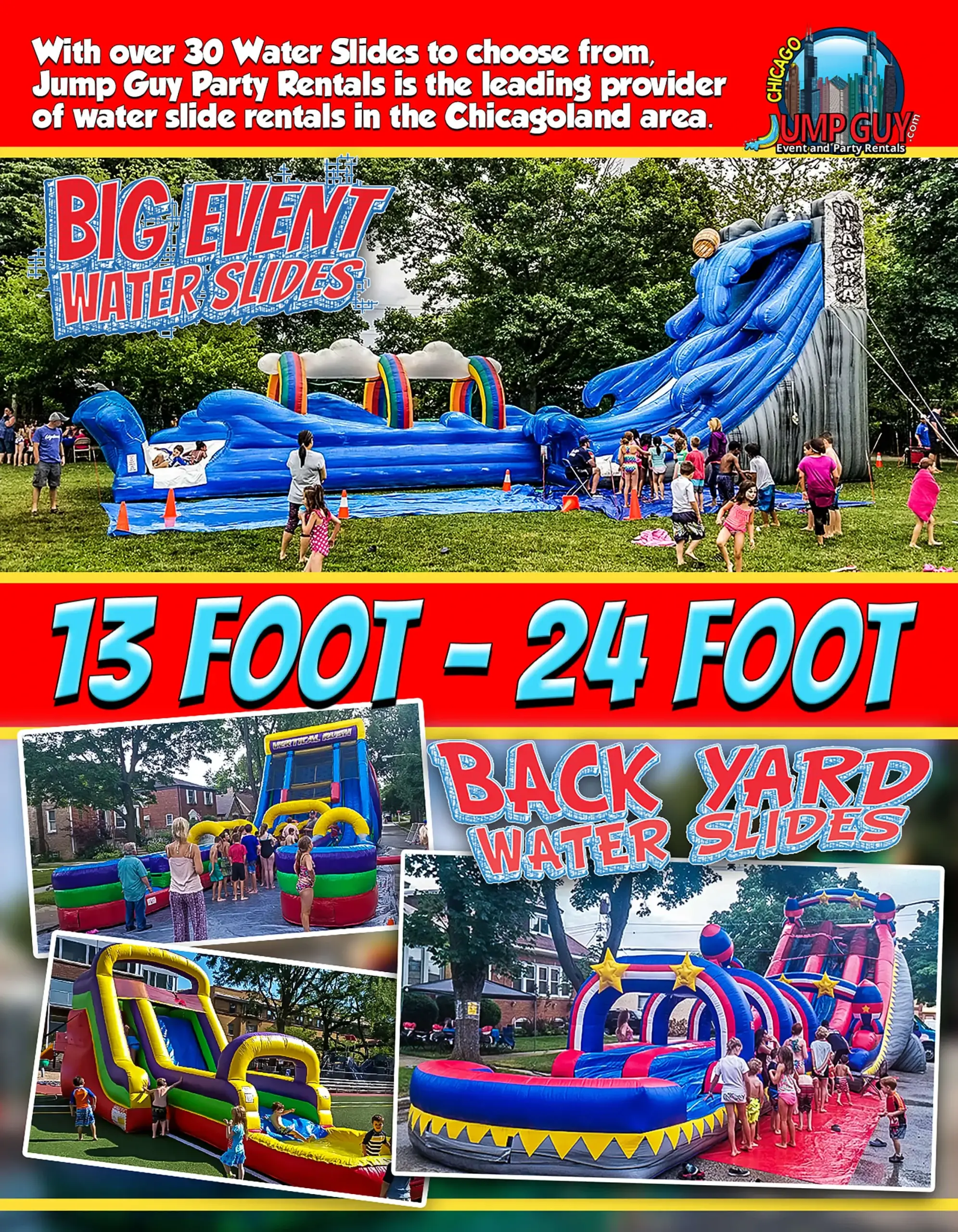 big event backyard water slide rental for Lake Bluff IL events in ZIP code 60044
