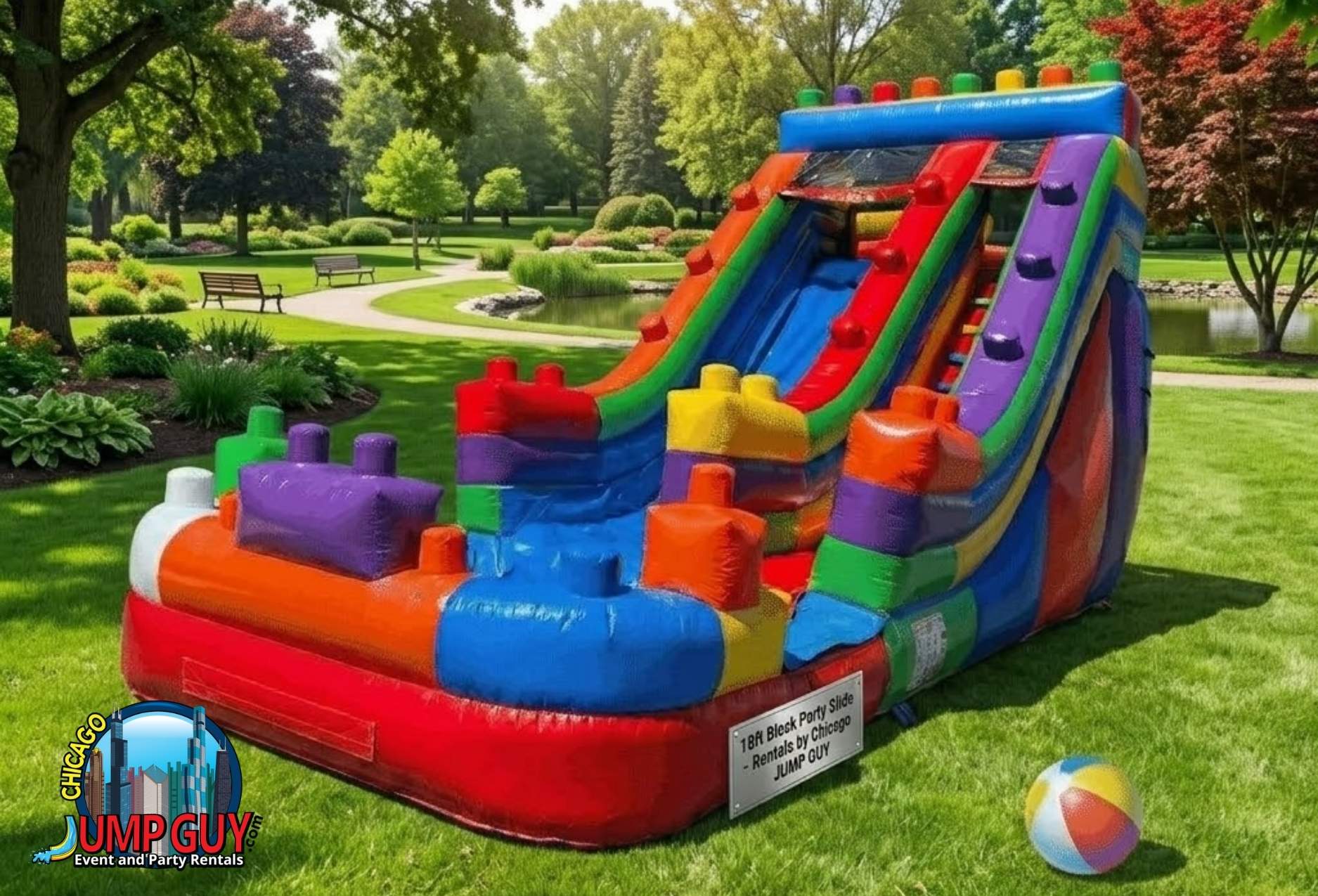 single lane water slide backyard rental for Lake Bluff IL events in ZIP code 60044