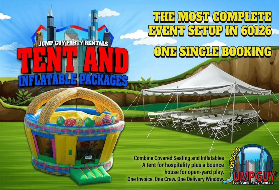 tent and inflatable package rental for Lake Bluff IL events in ZIP code 60044
